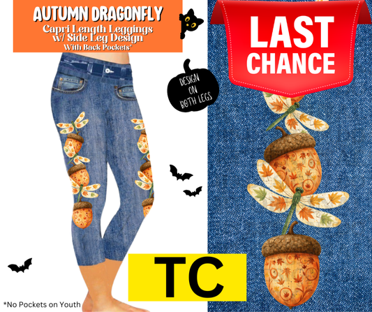 Autumn Dragonfly Capri Faux Denim w/ Side Leg Designs