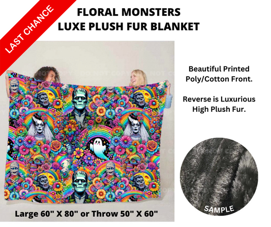 Floral Monsters Luxe Plush Fur Blanket