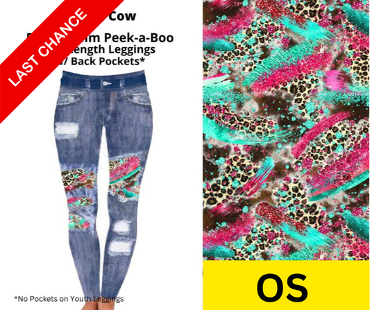 Wild Cow Faux Denim Full Length Peekaboo Leggings