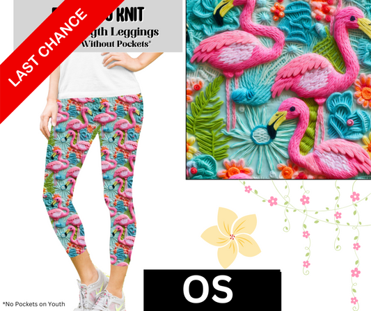 Flamingo Knit Capri Length Leggings w/ Pockets
