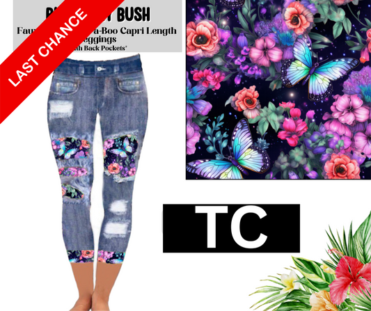 Butterfly Bush Capri Faux Denim Peekaboo