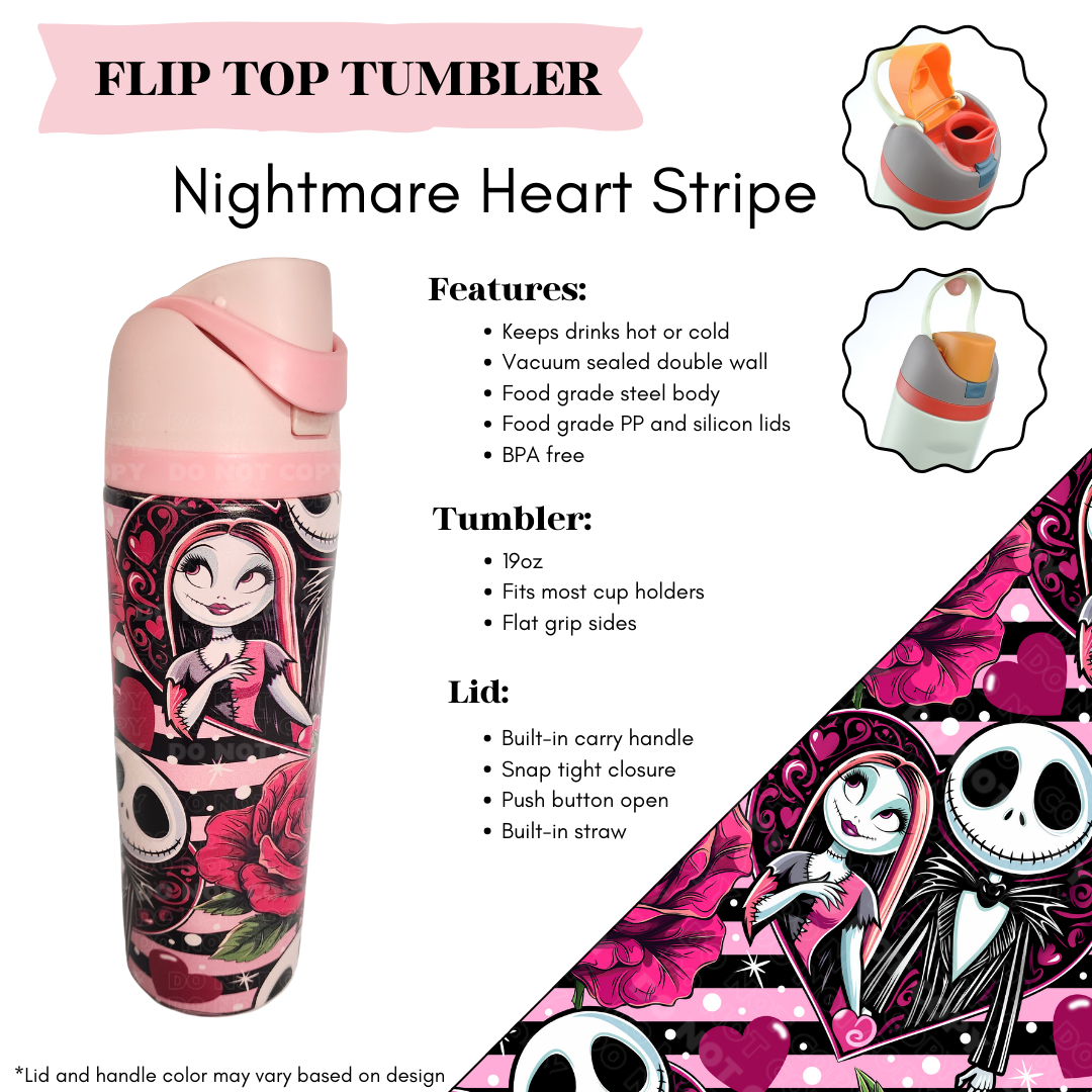 Nightmare Heart Stripe Flip Top Tumbler