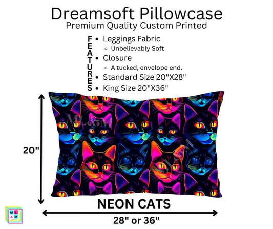 Neon Cats Dreamsoft Pillowcase