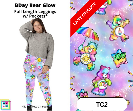 BDay Bear Glow Full Length Leggings w/ Pockets