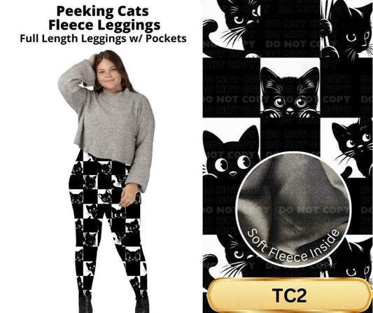 Peeking Cats Fleece Leggings