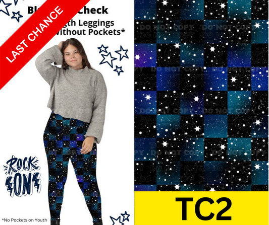Blue Star Check Full Length Leggings w/ Pockets