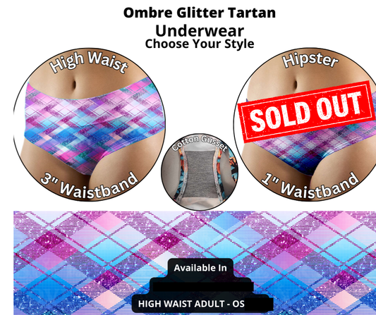 Ombre Glitter Tartan High Waist Underwear