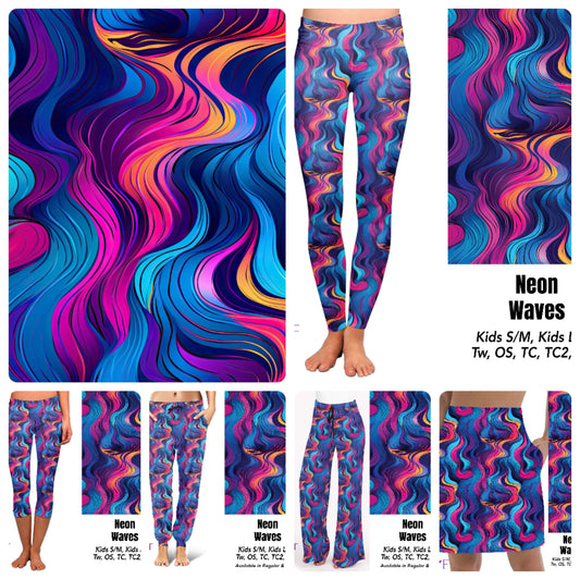 Neon waves leggings with pockets