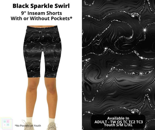 Black Sparkle Swirl Shorts w/ Pockets