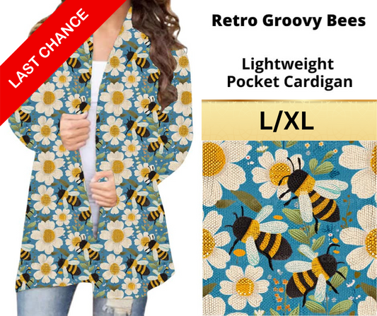 Retro Groovy Bees Pocket Cardigan