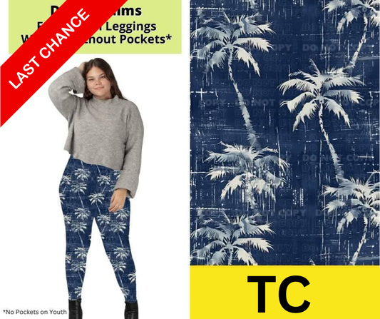 Denim Palms Full Length Leggings w/ Pockets
