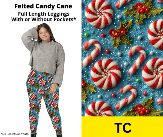 Felted Candy Cane Full Length Leggings w/ Pockets