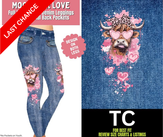 Moo-D For Love Full Length Faux Denim w/ Side Leg Designs