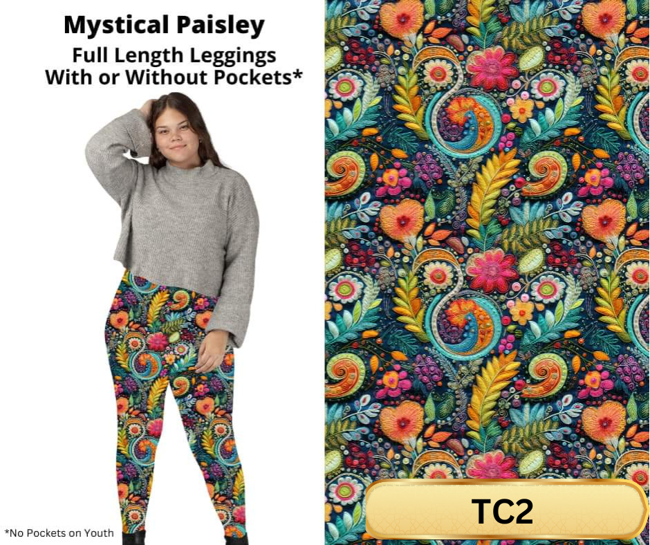 Mystical Paisley Full Length Leggings w/ Pockets