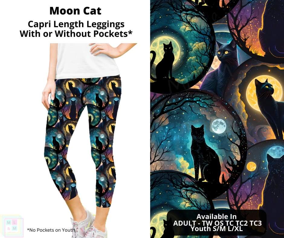 Moon Cat Capri Length Leggings w/ Pockets