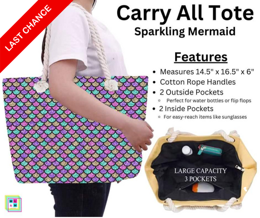 Sparkling Mermaid Carry All Tote w/ Zipper