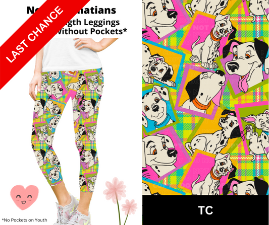 Neon Dalmatians Capri Length Leggings w/ Pockets