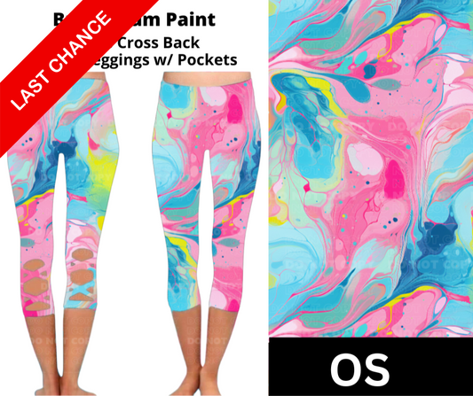 Bubblegum Paint Criss Cross Capri w/ Pockets