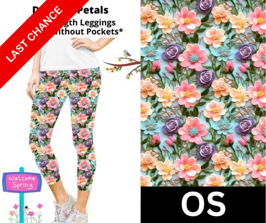 Delicate Petals Capri Length Leggings w/ Pockets
