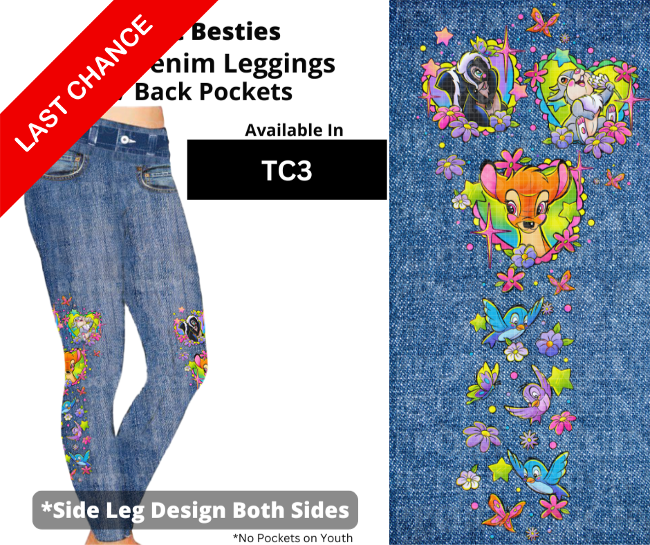 Forest Besties Full Length Faux Denim w/ Side Leg Designs