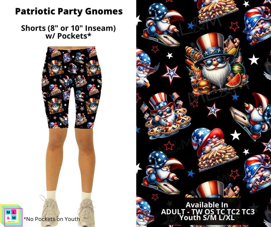 Patriotic Party Gnomes Shorts w/ Pockets