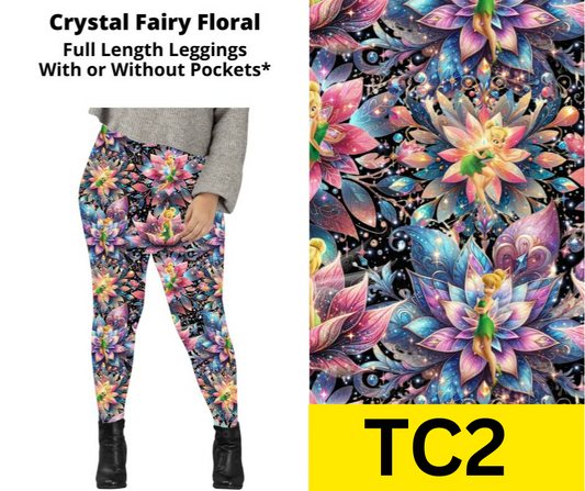 Crystal Fairy Floral Full Length Leggings w/ Pockets