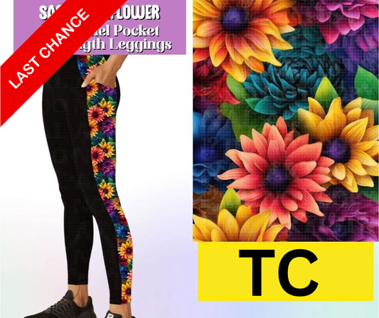 Sassy Sunflower Side Panel Pocket Full Length Leggings
