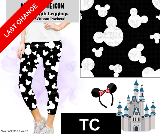 Black White Icon Capri Length Leggings w/ Pockets