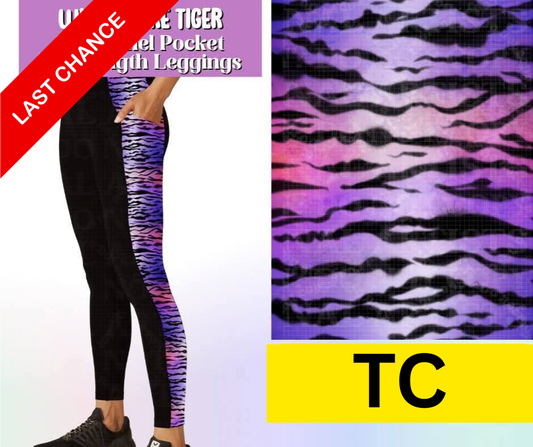 Wild Ombre Tiger Side Panel Pocket Full Length Leggings