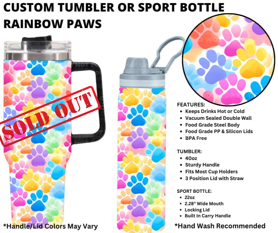 Rainbow Paws Custom Sport Bottle