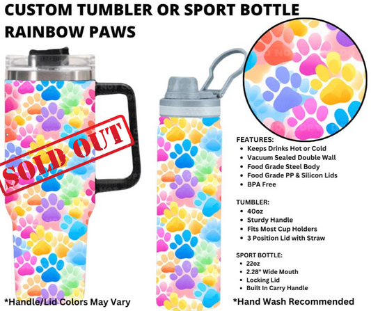 Rainbow Paws Custom Sport Bottle
