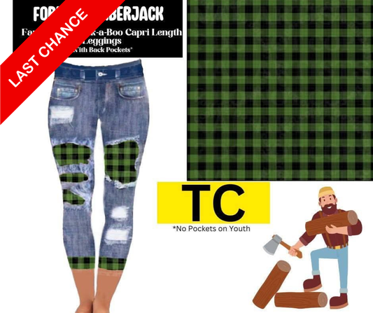 Forest Lumberjack Capri Faux Denim Peekaboo
