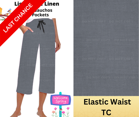 Light Slate Linen Capri Gauchos