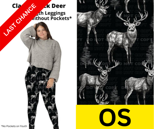 Classic Black Deer Full Length Leggings w/ Pockets