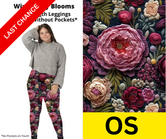 Wine Berry Blooms Full Length Leggings w/ Pockets