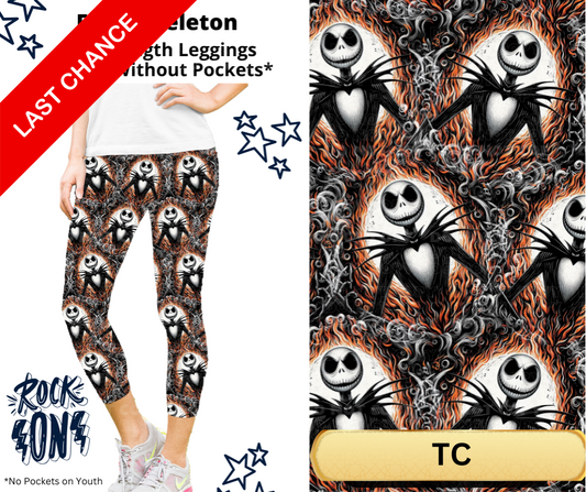 Fiery Skeleton Capri Length Leggings w/ Pockets