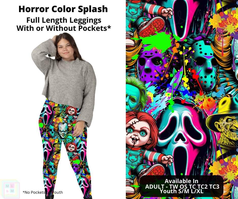 Horror Color Splash Full Length Leggings w/ Pockets