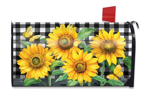 Sunflower Plaid mailbox cover