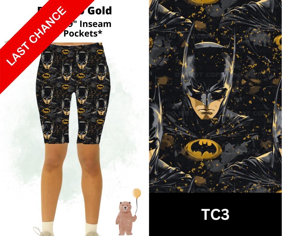 Bat Hero Gold Shorts w/ Pockets