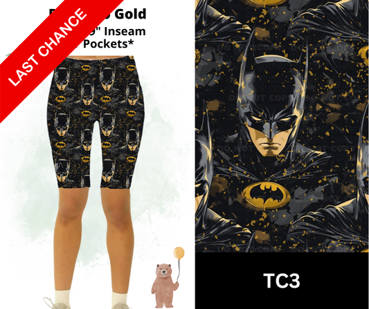 Bat Hero Gold Shorts w/ Pockets
