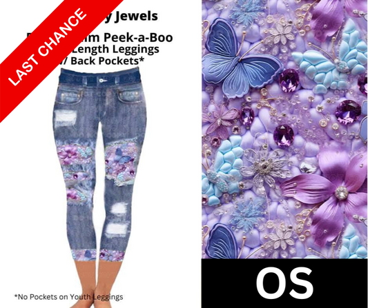 Butterfly Jewels Capri Faux Denim Peekaboo
