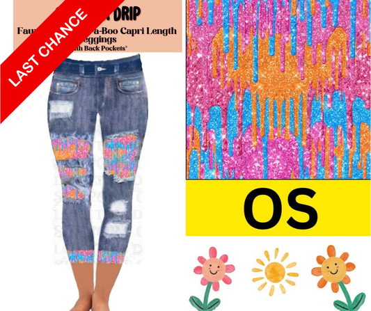Summer Drip Capri Faux Denim Peekaboo