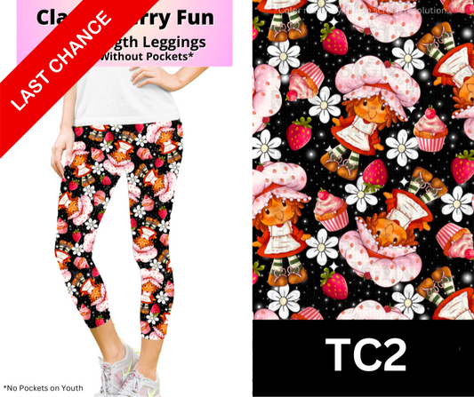 Classic Berry Fun Capri Length Leggings w/ Pockets
