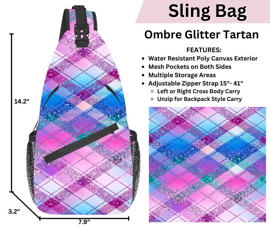Ombre Glitter Tartan Sling Bag