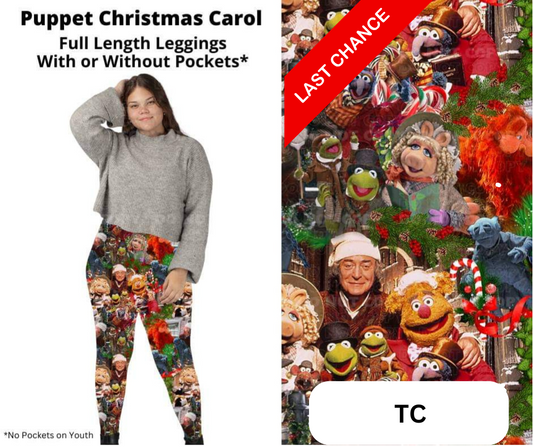 Puppet Christmas Carol Full Length Leggings w/ Pockets