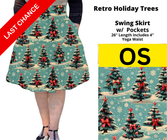 Retro Holiday Trees Swing Skirt