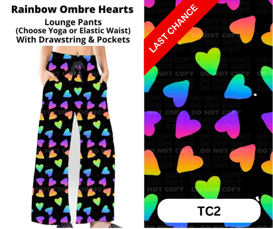 Rainbow Ombre Hearts Full Length Lounge Pants