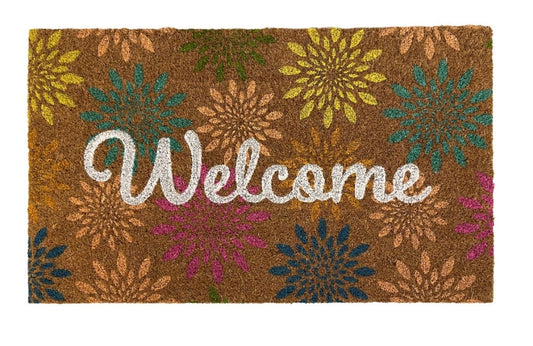 Floral burst natural coil outdoor mat