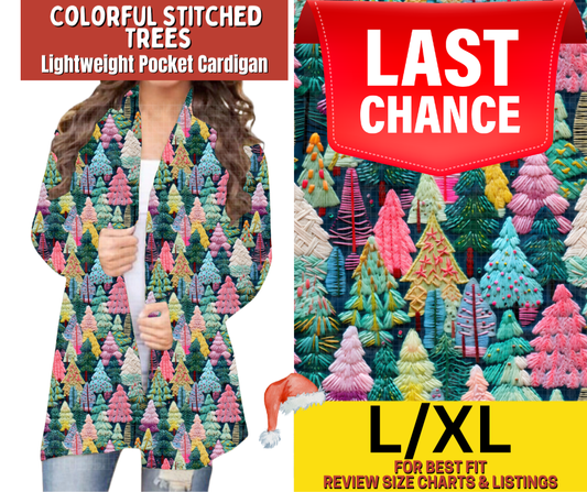 Colorful Stitched Trees Pocket Cardigan