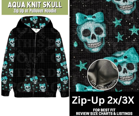 Aqua Knit Skull Zip-Up Hoodie